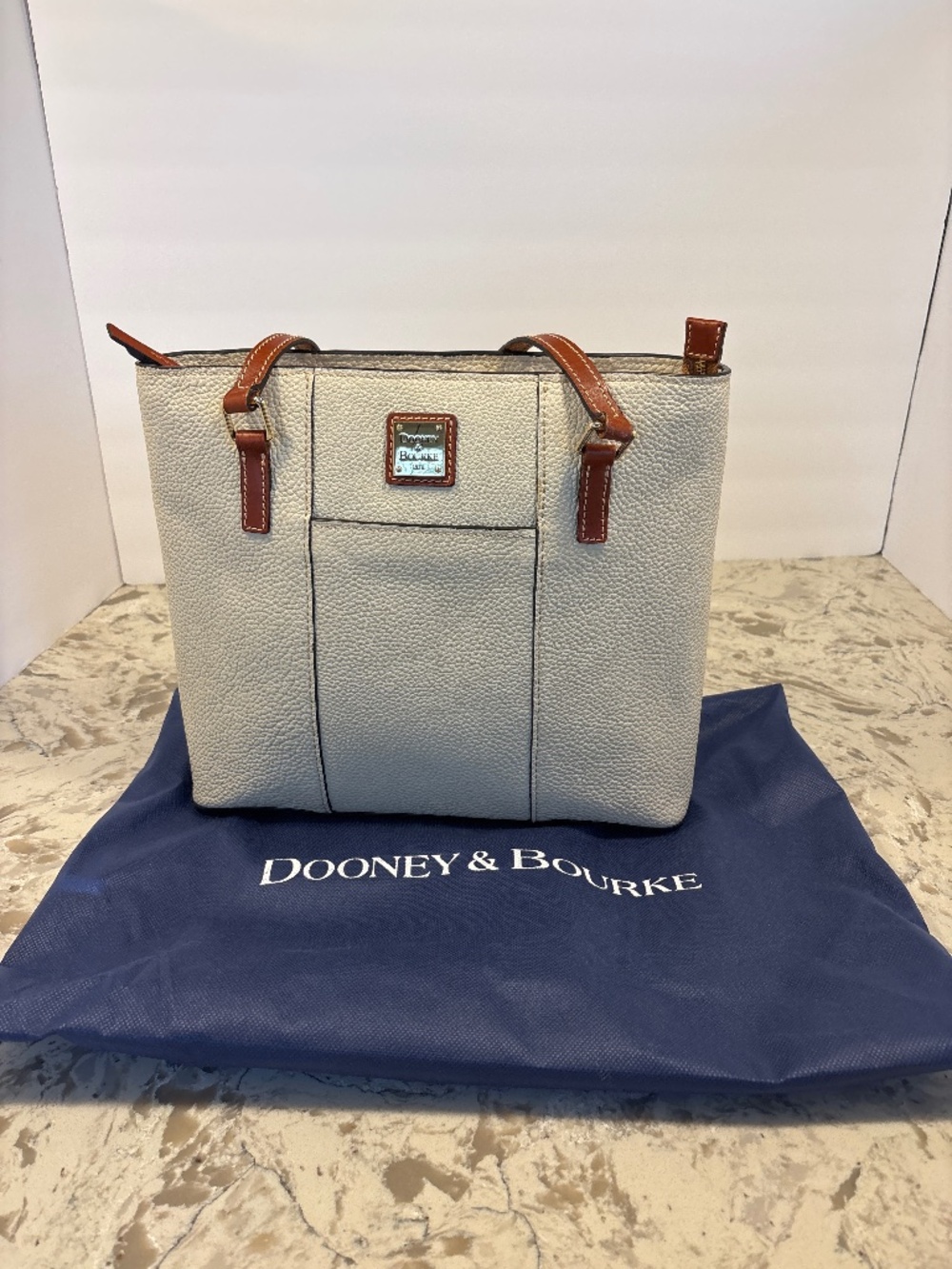Dooney & Bourke Cream Pebbled Leather Small Lexington Tote Shopper Handbag